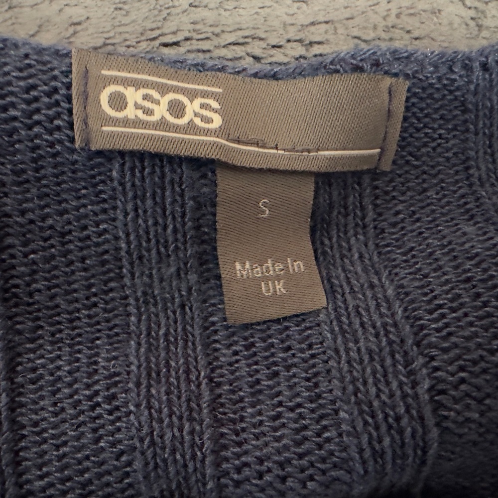 ASOS Navy Ribbed Knit Top - Picture 3 of 5